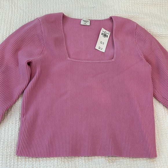 Abercrombie Long-Sleeve Ottoman Squareneck Top in Pink - Picture 4 of 5